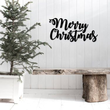 Merry Christmas Words Sign | Merry Christmas Words Metal Wall Decor | Christmas and Holiday Decor | Farmhouse Christmas Sign | Script Words